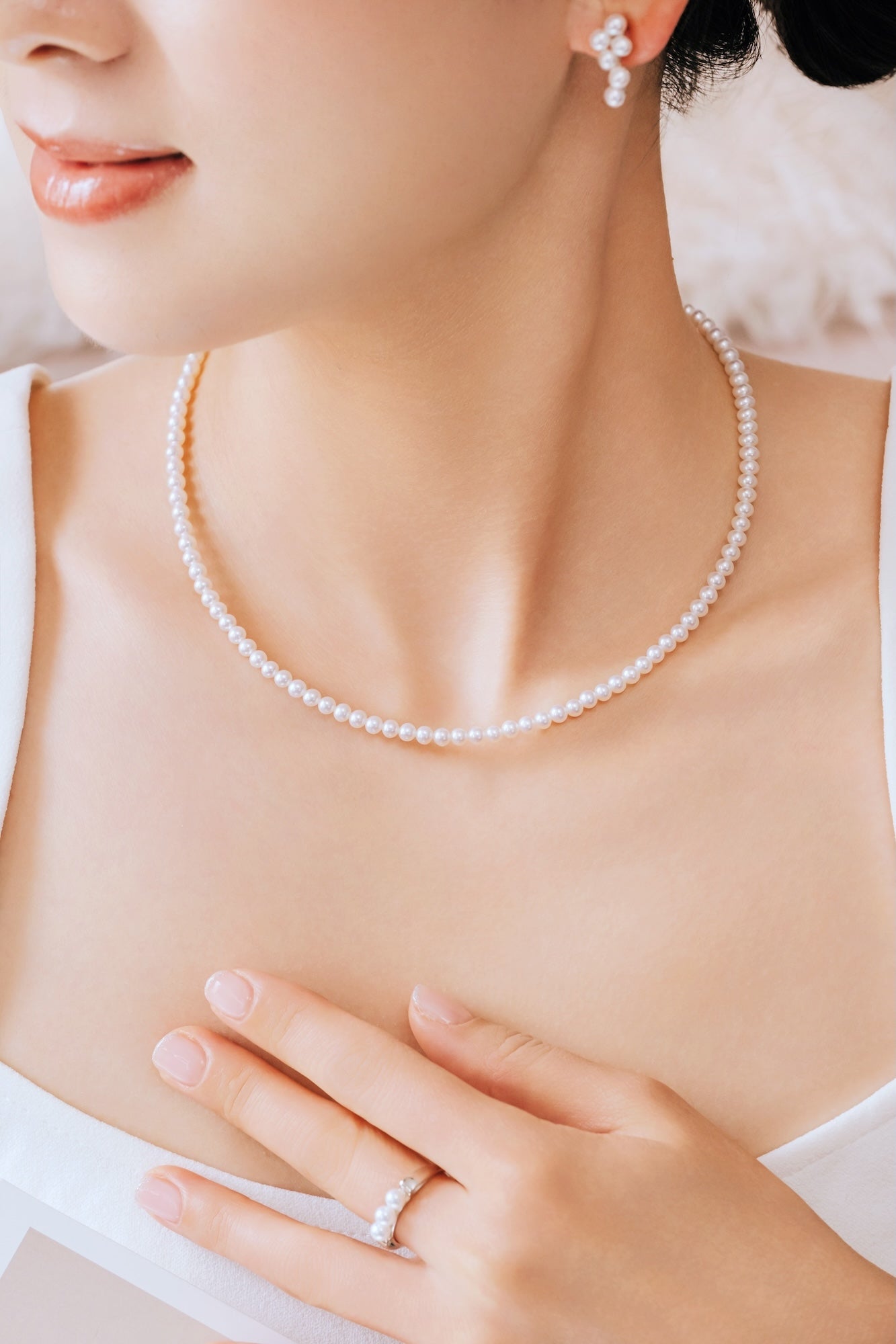 3.5-4.5mm Classic Baby Pearl Necklace 18K Gold