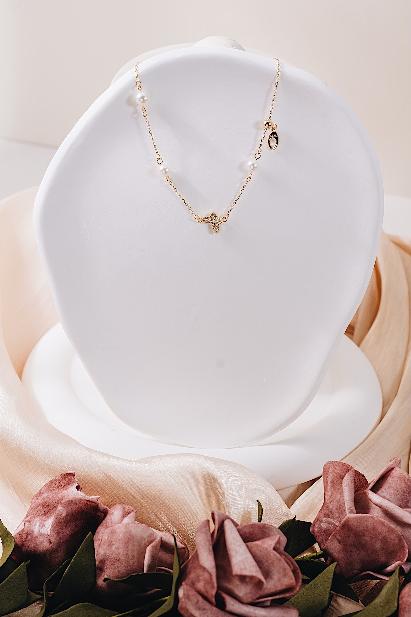 Butterfly Charm Pearl Bracelet