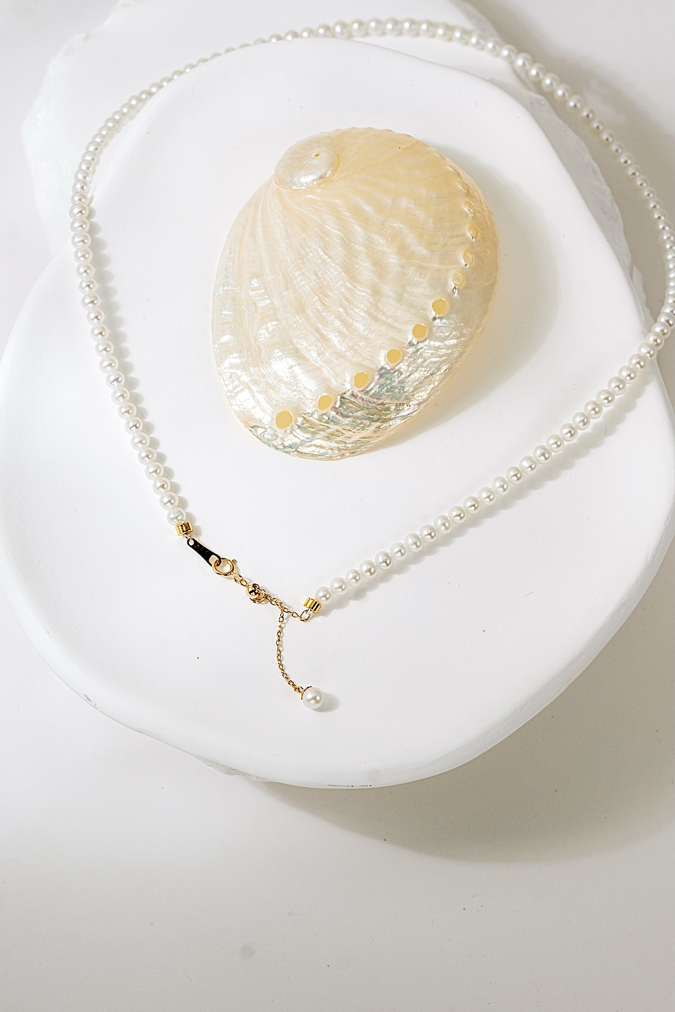 3.5-4.5mm Classic Baby Pearl Necklace 18K Gold