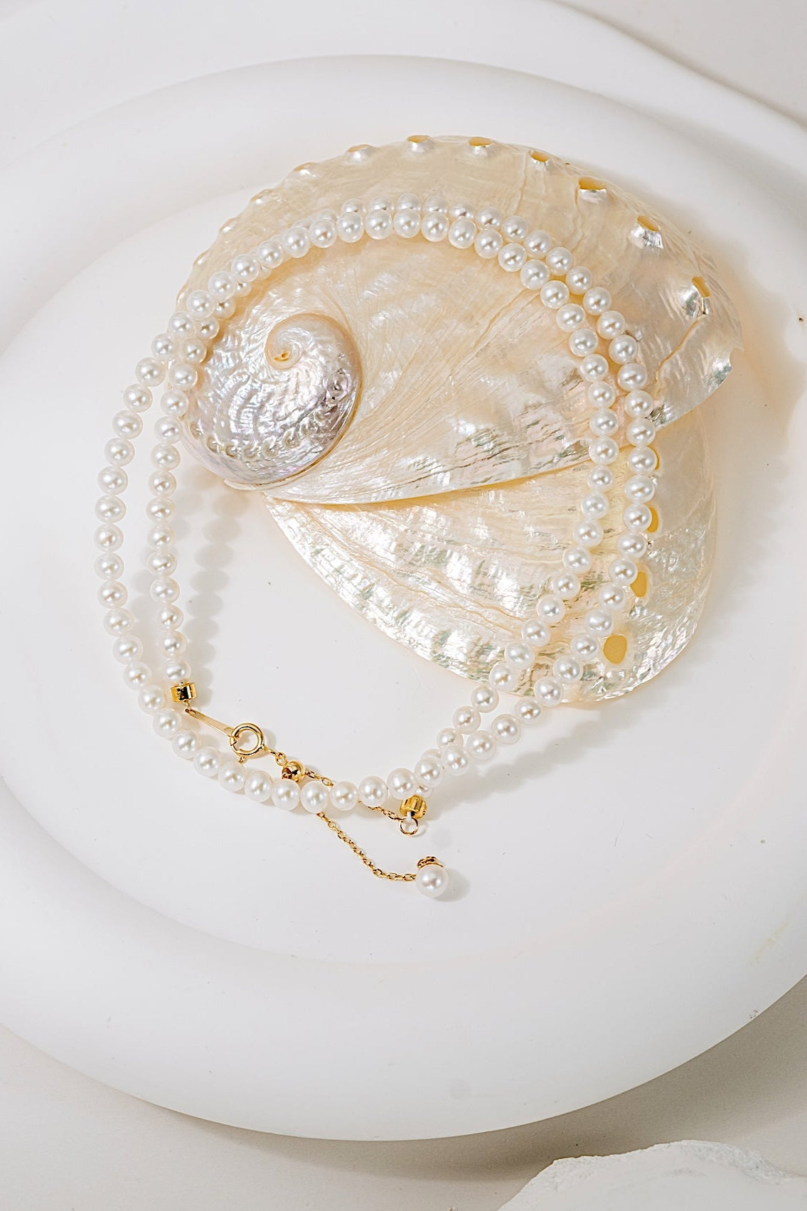 3.5-4.5mm Classic Baby Pearl Necklace 18K Gold