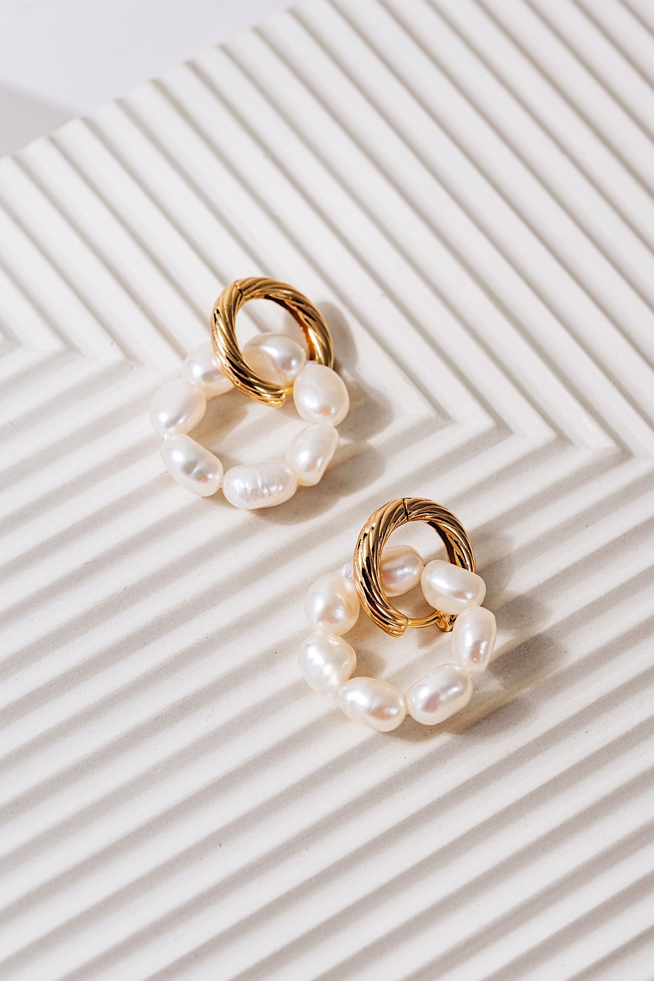 Wreath Baroque Pearl Hoop Earrings