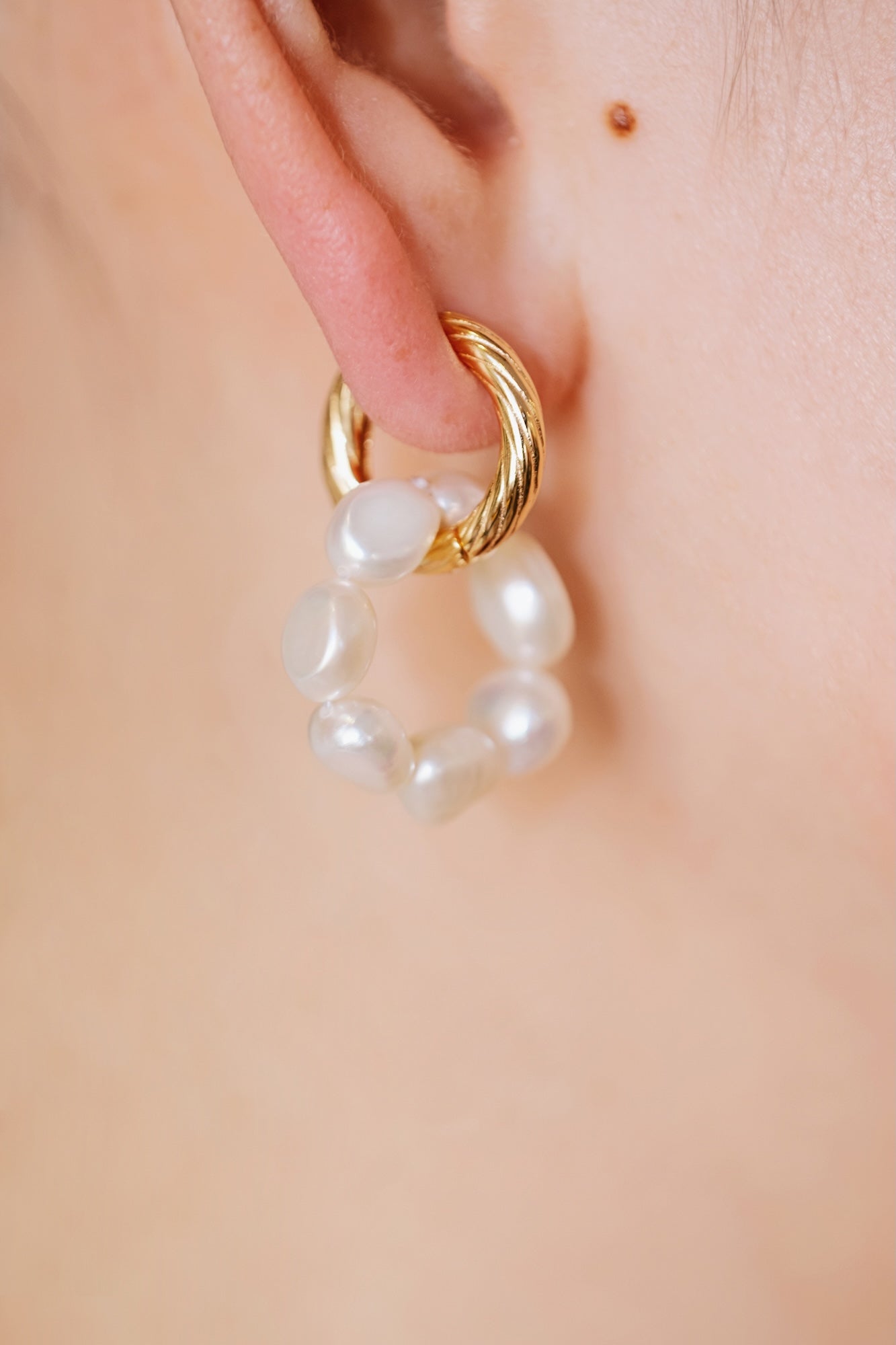 Wreath Baroque Pearl Hoop Earrings