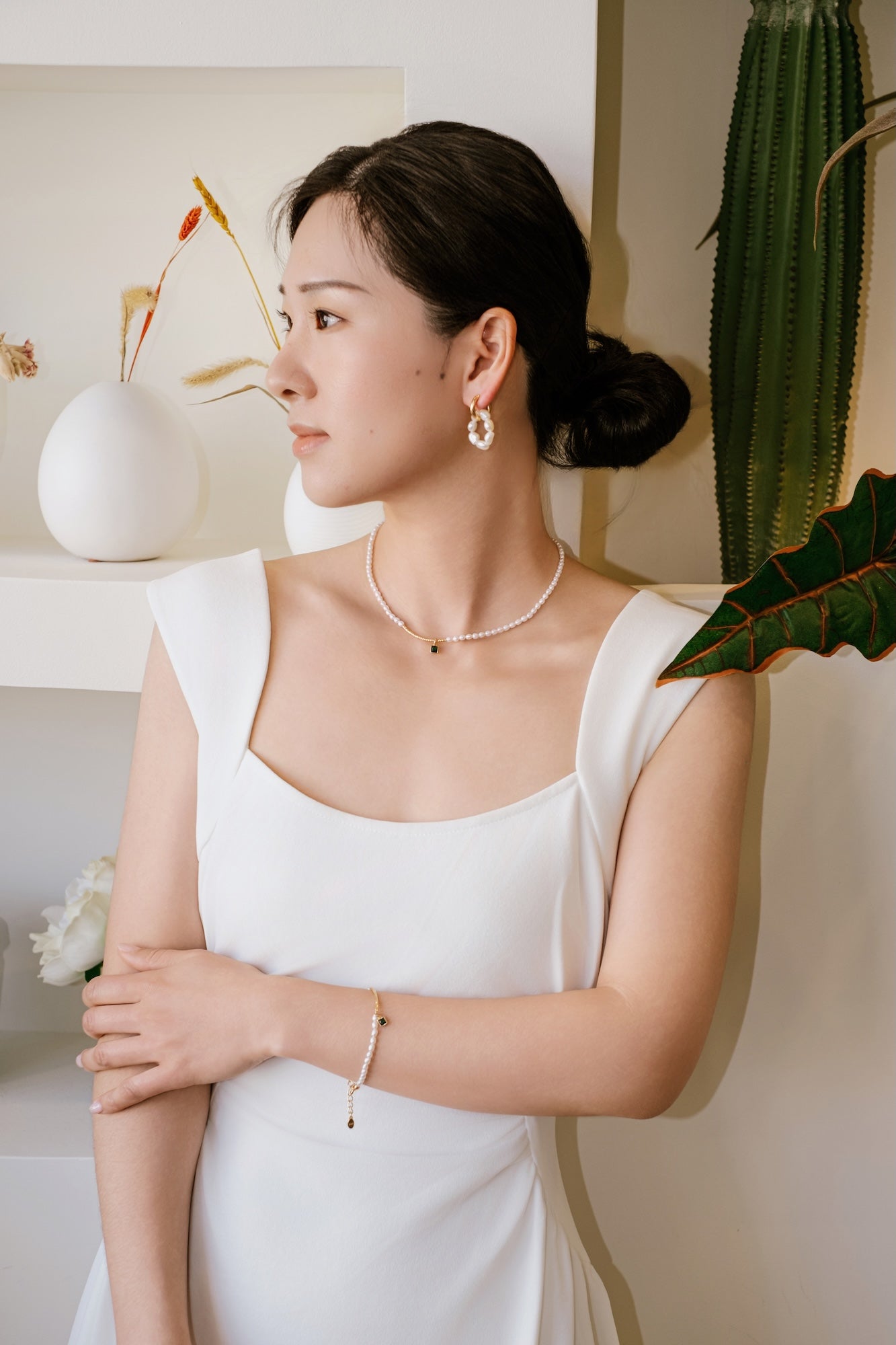 Wreath Baroque Pearl Hoop Earrings