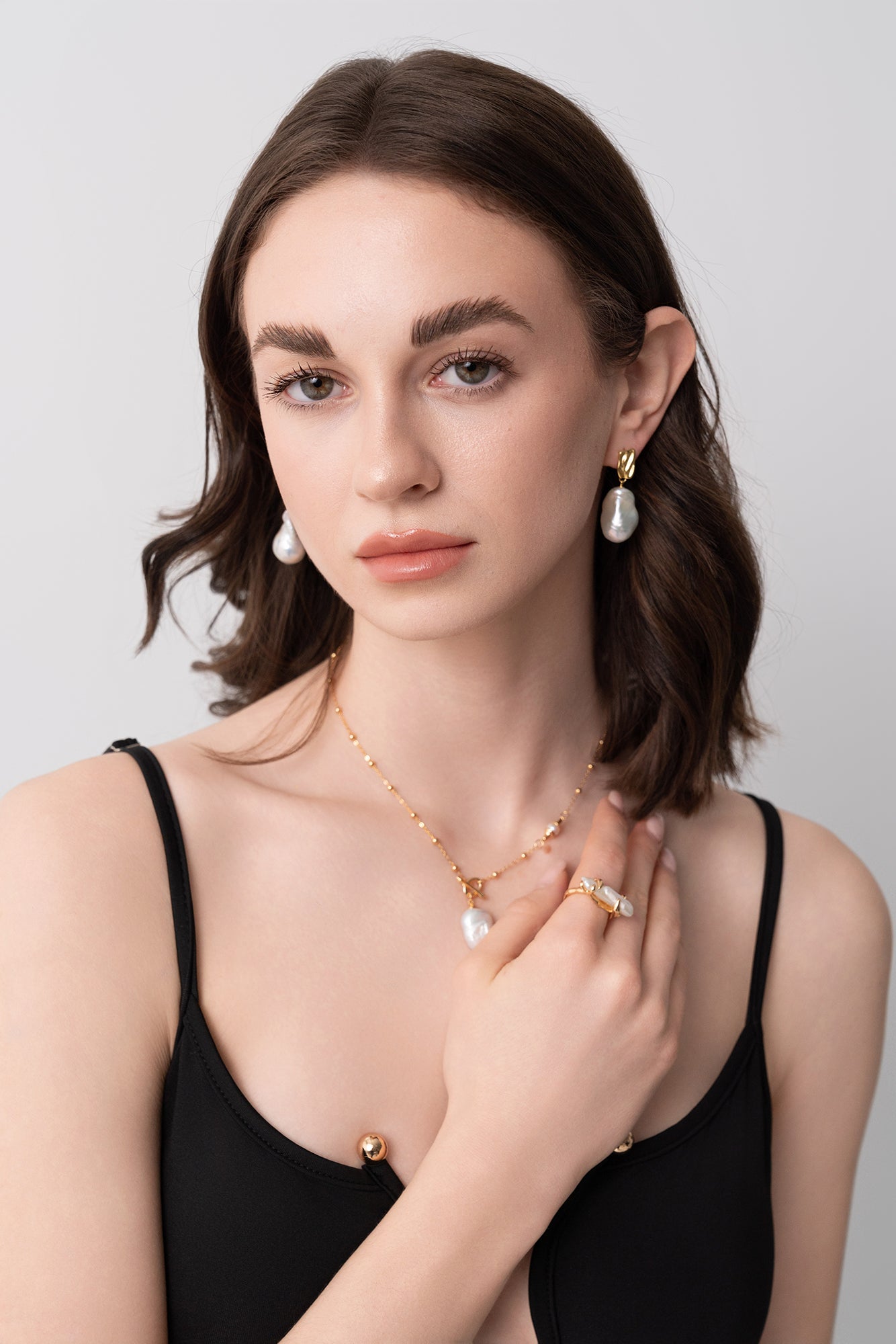 Golden Tide Baroque Pearl Earrings