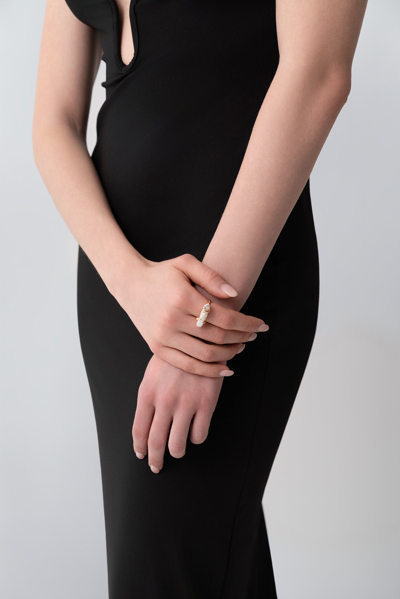 Golden Crest Baroque Pearl Ring