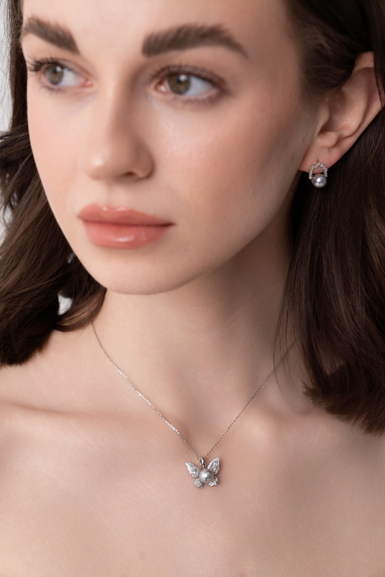 Moonlit Halo Blue Akoya Pearl Ear Studs