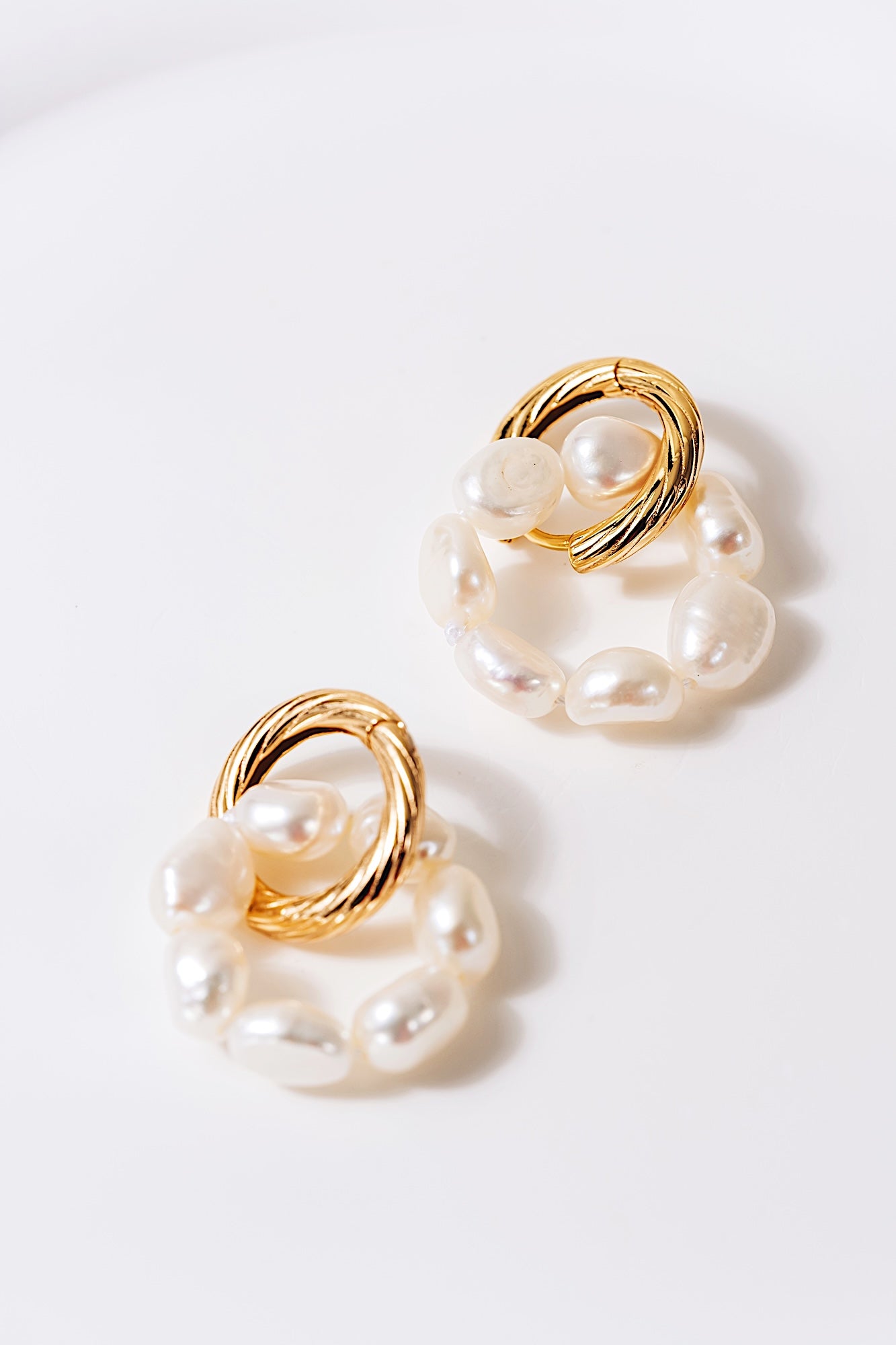 Wreath Baroque Pearl Hoop Earrings