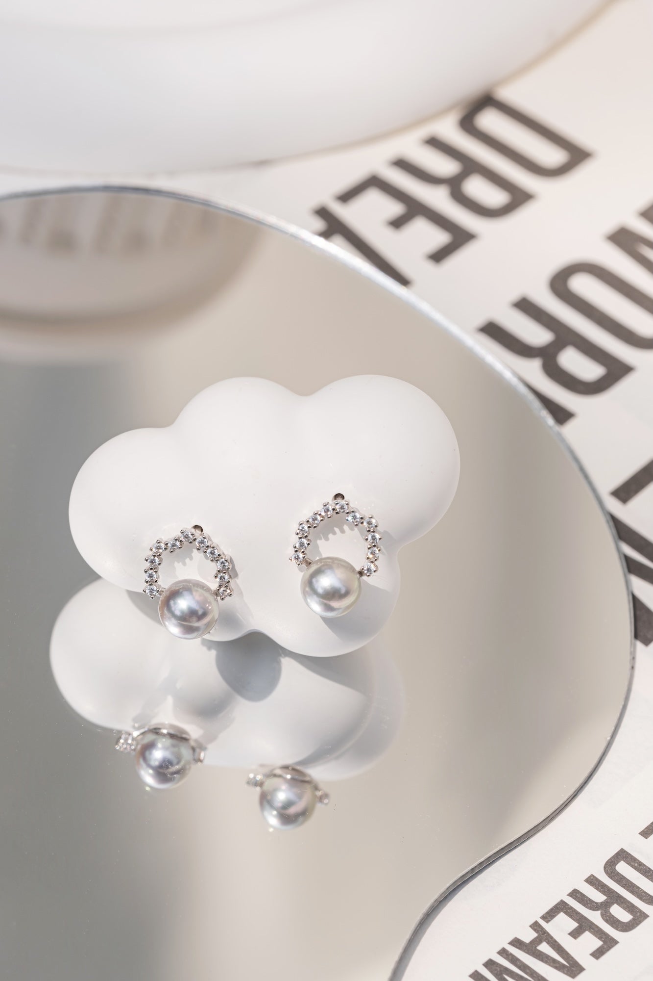 Moonlit Halo Blue Akoya Pearl Ear Studs