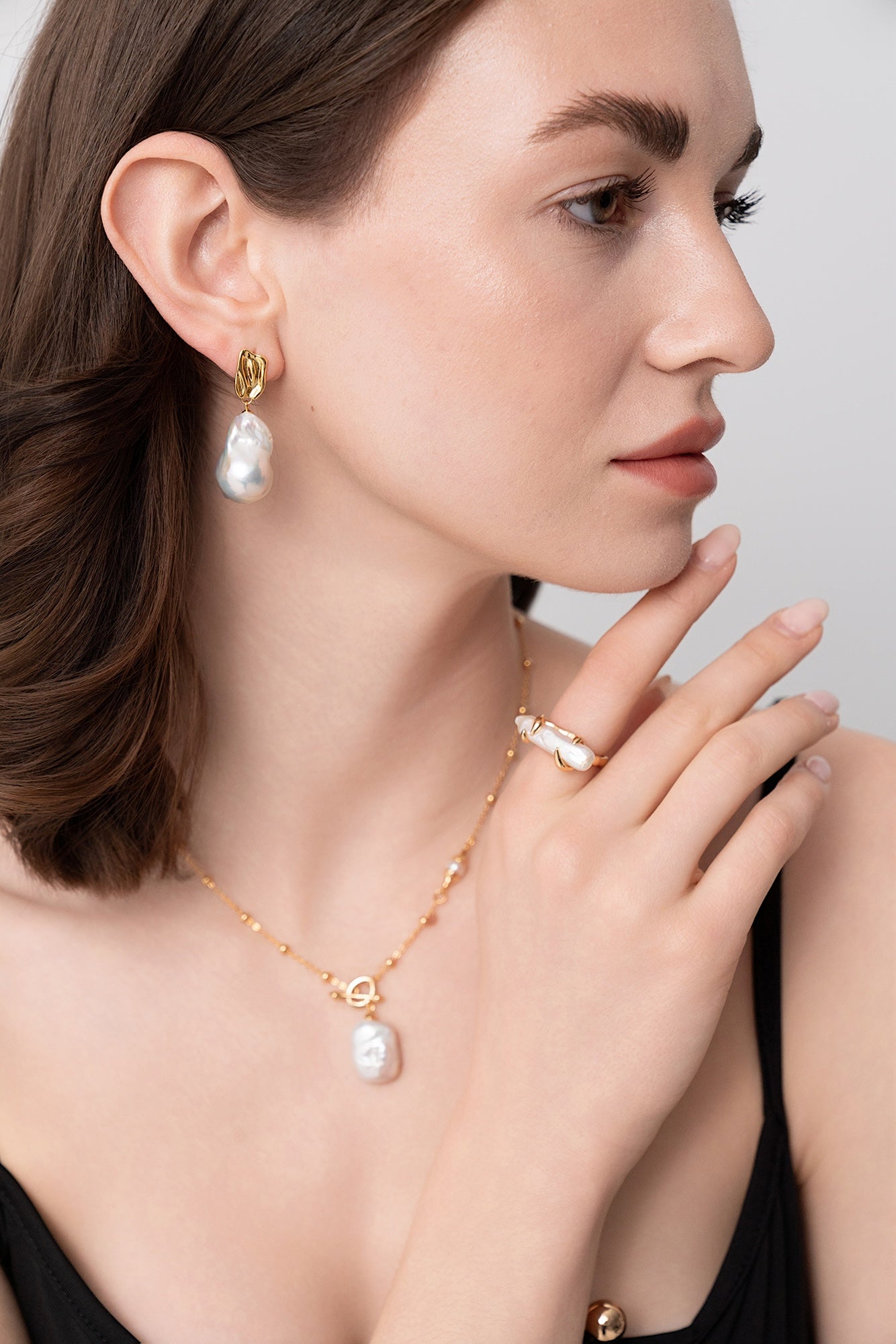 Golden Tide Baroque Pearl Earrings