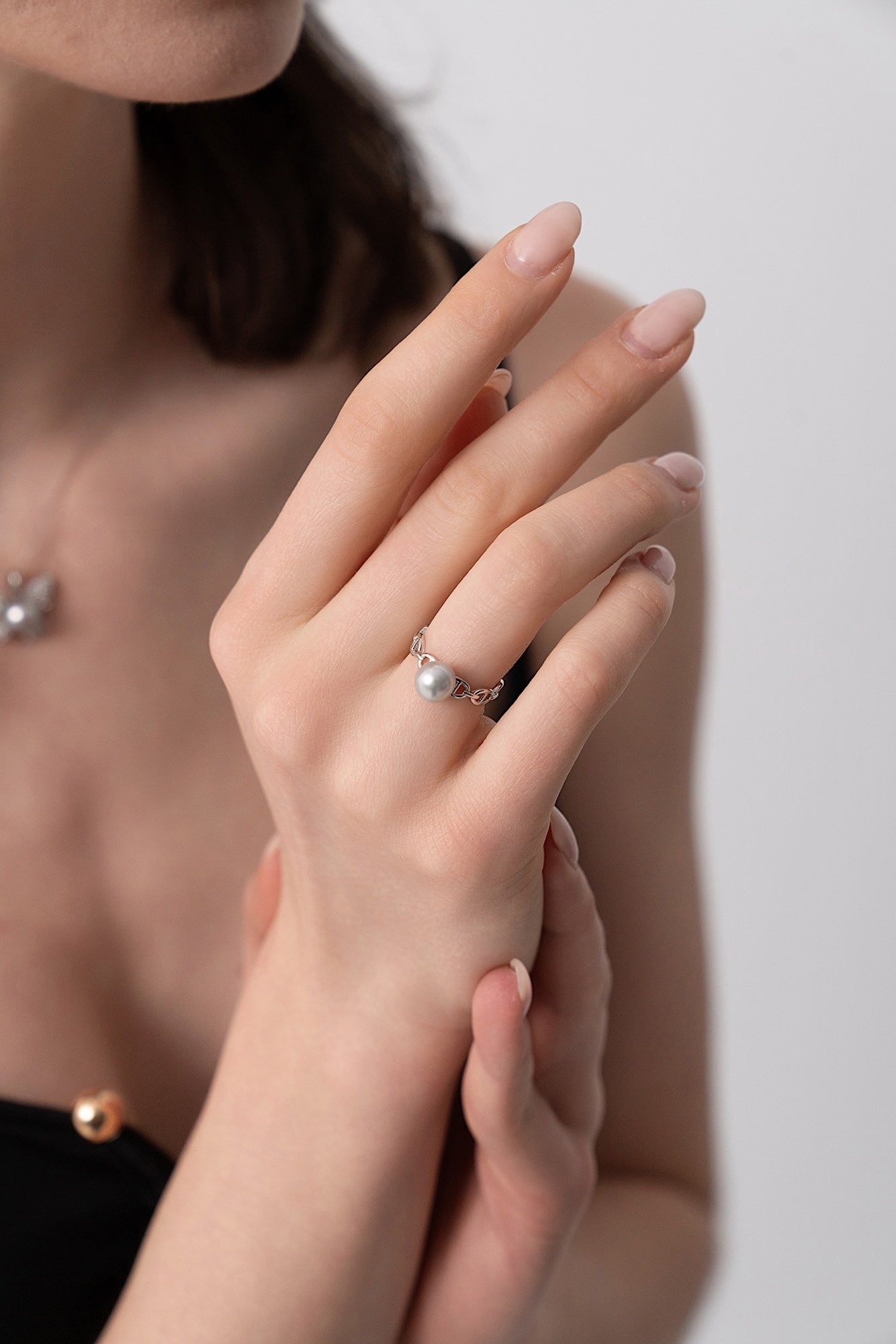 Eternal Weave Blue Akoya Pearl Ring