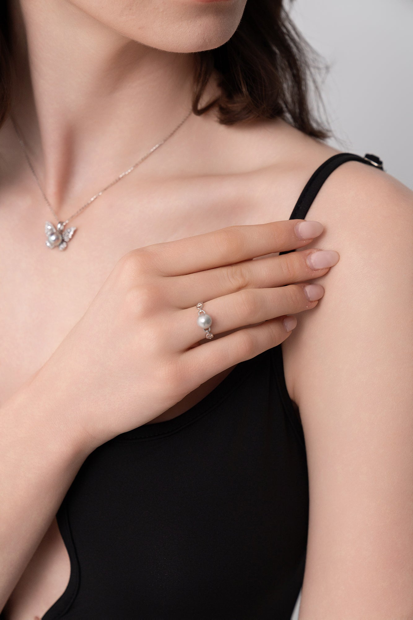 Eternal Weave Blue Akoya Pearl Ring