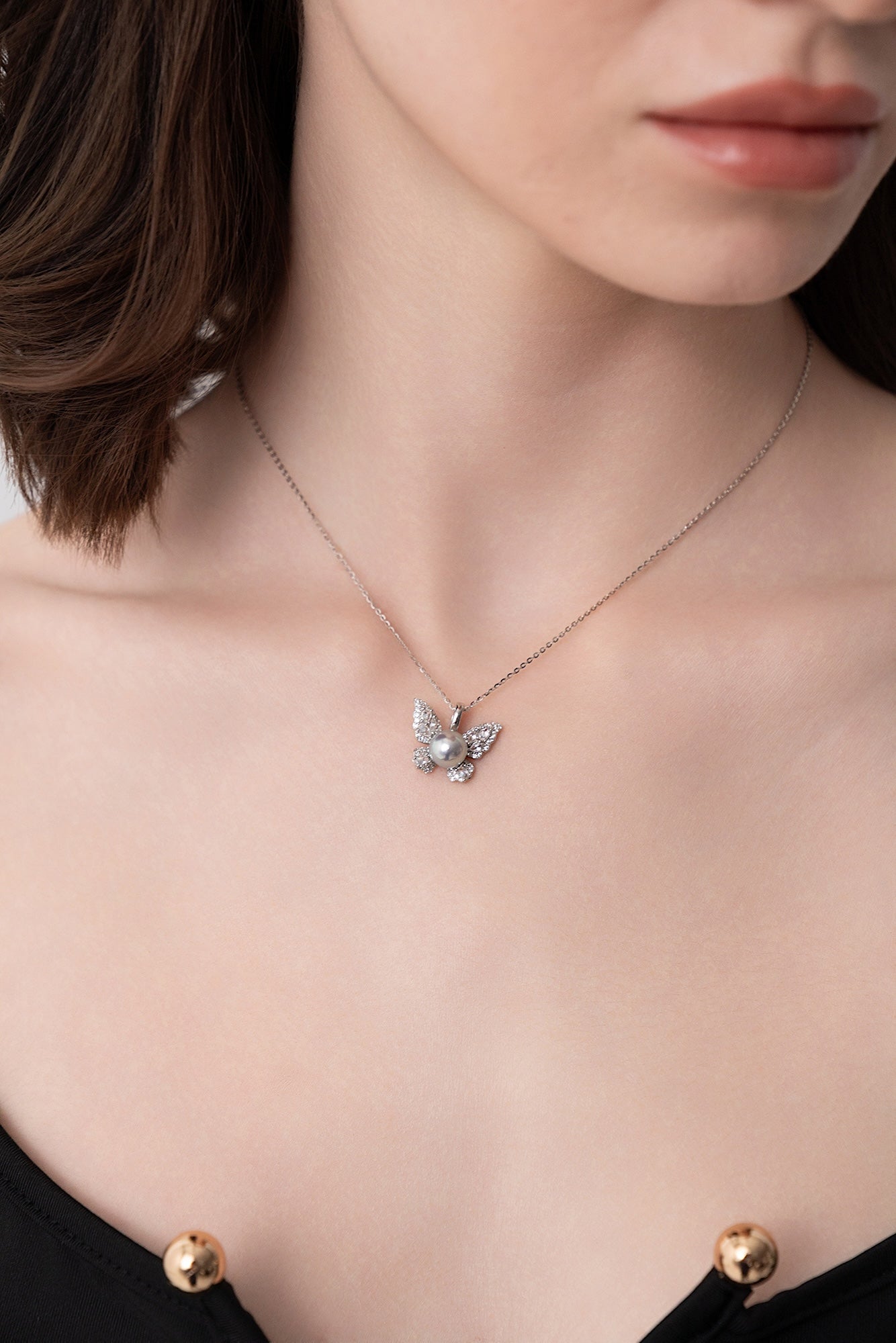 Butterfly Blue Akoya Pearl Necklace