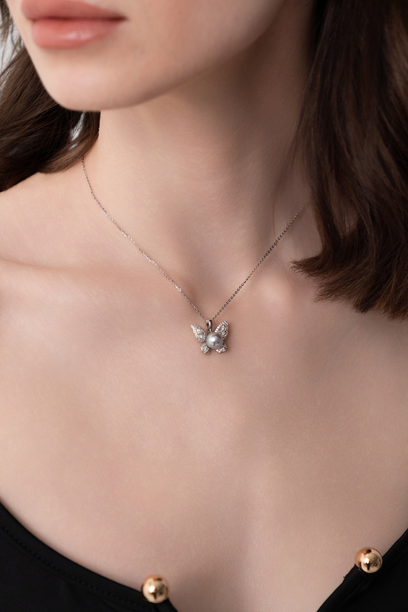 Butterfly Blue Akoya Pearl Necklace