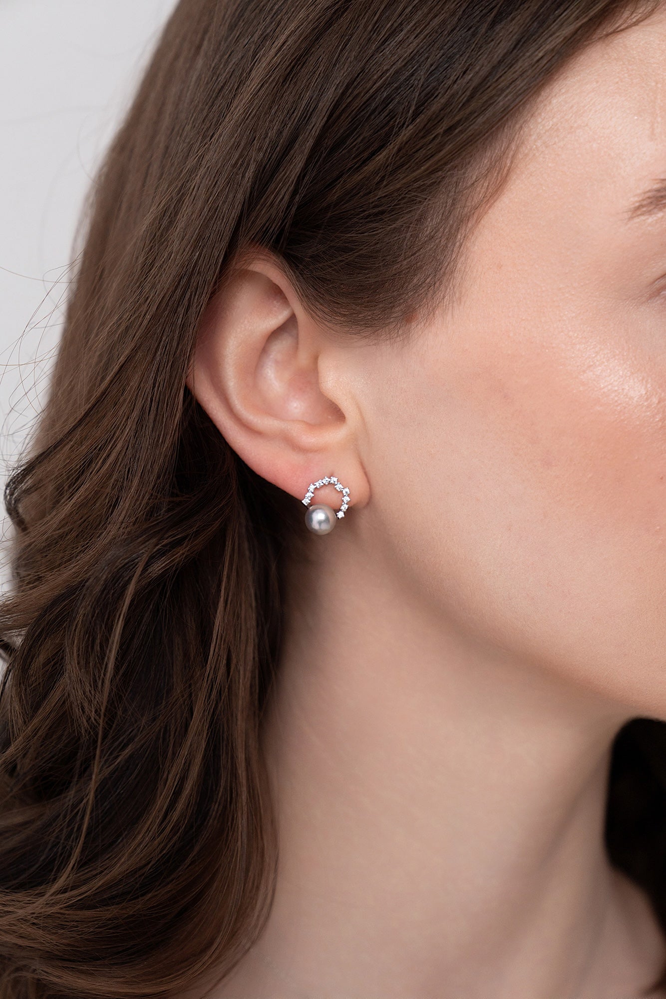 Moonlit Halo Blue Akoya Pearl Ear Studs